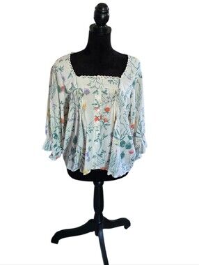 Laura Ashley Floral Squate Neck Button Front, Boho, Feminine